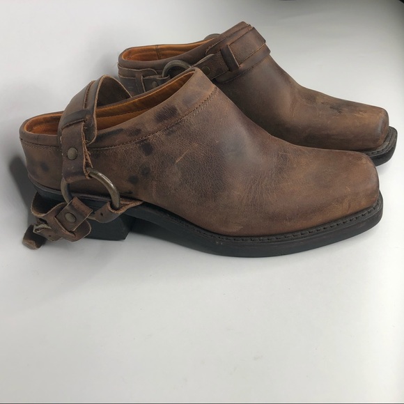 Frye Shoes - Frye Brown Belted Harness Mule Womens size 8